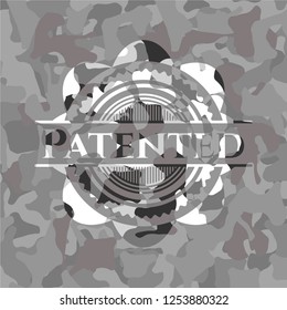 Patented grey camo emblem