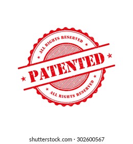 Patented grunge retro red isolated stamp