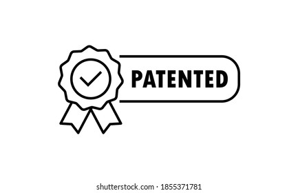 Patented icon. Patented product award icon. Registered intellectual property, patent license certificate submission. Vector on isolated white background. EPS 10