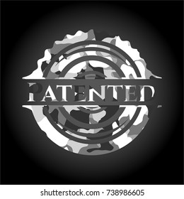 Patented on grey camo texture