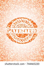 Patented orange mosaic emblem with background