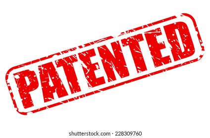 Patented red stamp text on white