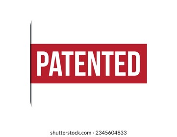 patented red vector banner illustration isolated on white background