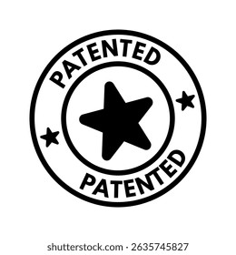 patented round vector stamp, approval star icon