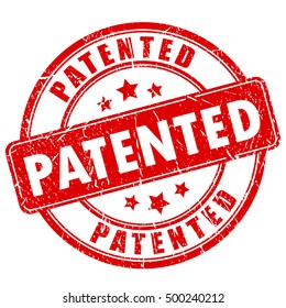 Patented rubber stamp vector illustration isolated on white background. Patented stamp eps10. Red patented stamp illustration.