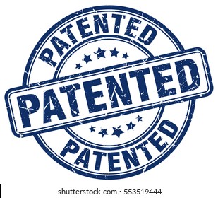 patented. stamp. blue round grunge vintage patented sign