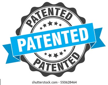 patented. stamp. sticker. seal. round grunge vintage ribbon patented sign