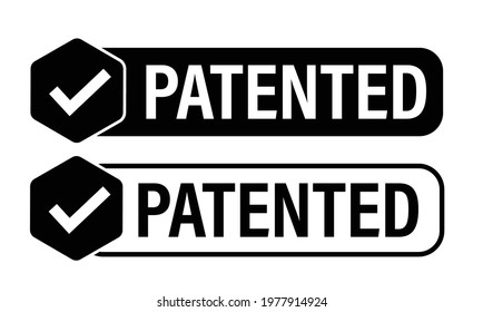 patented vector icon with tick mark 