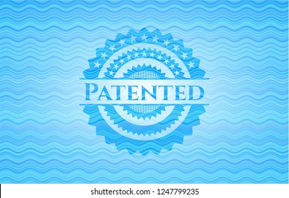 Patented water wave concept badge background.