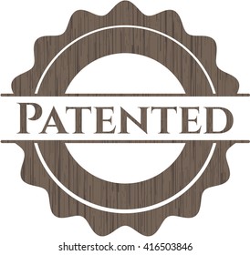 Patented wooden emblem. Retro