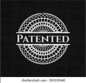 Patented written on a blackboard