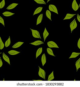 Patern abstraction drawing. Autumn leaves seamless hand drawn background for packaging, print, fabric