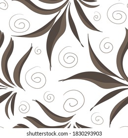 Patern abstraction drawing. Autumn leaves seamless hand drawn background for packaging, print, fabric