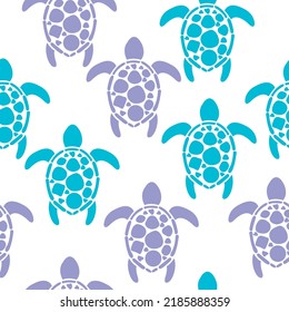 Patern colorful turtles on a white background