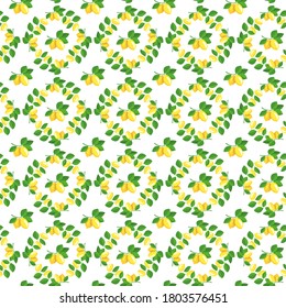 Patern lemon vector wreath on white background