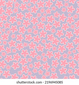 patern minimalistic cute flowers vector , pink touching spring background