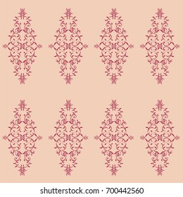 Patern - oriental ornament - arabesque - cherry on a light pink background - art creative vector