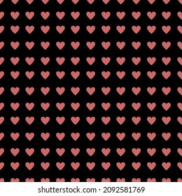 Patern, red hearts on a black background.