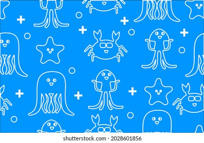 animal marino patrón en el fondo vectorial