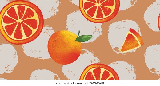 Patern sem emenda conjunto de laranjas frescas naturais. Modelo de moda para design.
