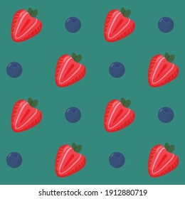 Patern with strawberry and blueberry. Background