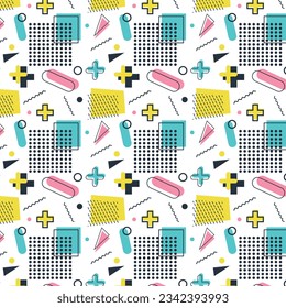 patern in the style of menfis on a transparent background, vector graphics, vector geometric shapes, retro, vintage, for packaging