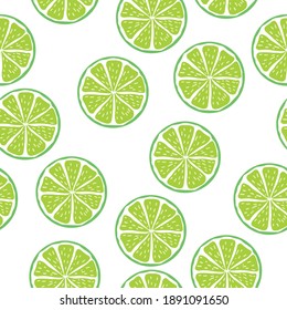 patern of stylized green limes in a cut, the image of citrus fruits, freshness, light green, sour, summer color, vector in a chaotic manner