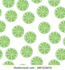 patern of stylized green limes in a cut, the image of citrus fruits, freshness, light green, sour, summer color, vector in a chaotic manner