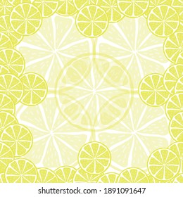 patern of stylized yellow lemons in a cut, the image of citrus, freshness, sour, summer color, vector in a chaotic manner