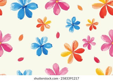 patern with watercolor flowers on a white background