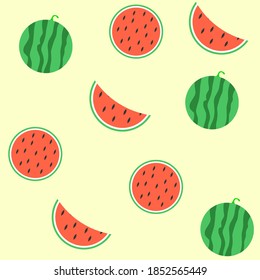 Patern sandía sobre fondo amarillo ilustración vectorial