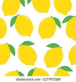 Patern yellow lemons on white background