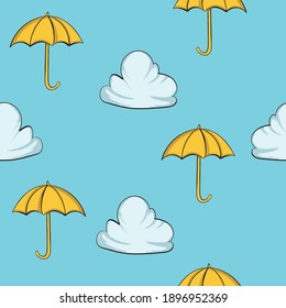 patern of yellow umbrella and cloud, good for your design or print