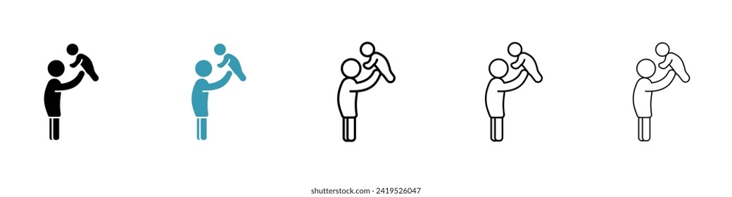 Paternal Bonding Activity Vector Icon Set. Family Interaction Vector Symbol for UI design.