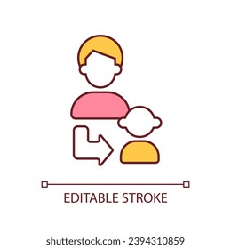 Paternal inheritance RGB color icon. Bond between father and child. Single parent family. Parenting. Role model. Inheritance. Isolated vector illustration. Simple filled line drawing. Editable stroke