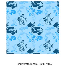 paterrn blue with fish