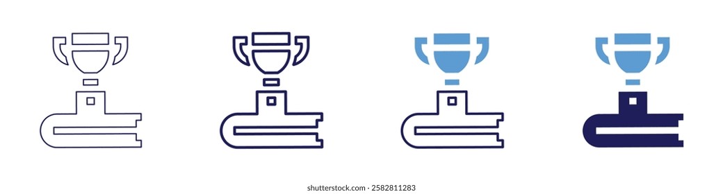 Path to achievement icon in 4 different styles. Thin Line, Line, Bold Line, Duotone. Duotone style. Editable stroke.