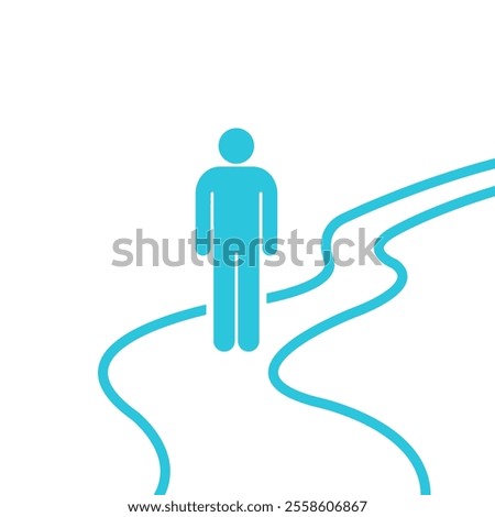 Path Ahead. Figure and road. Isolated on white backround. 