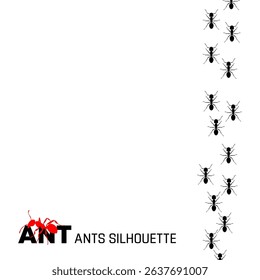 A path of ants running up vector isolated on white background.