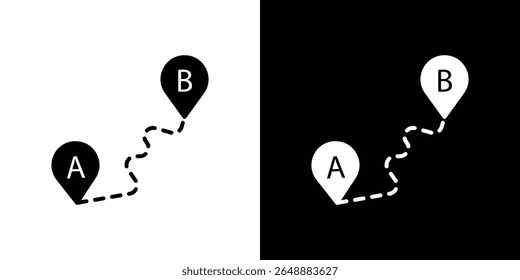 Caminho A para B ícone de um vetor de estilo plano