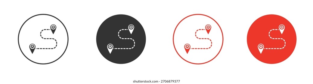 Icono de ruta A a B. signo de pictograma para Ui UX