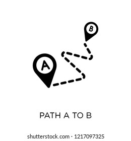 Path A to B icon. Path A to B symbol design from Maps and locations collection. Simple element vector illustration on white background.