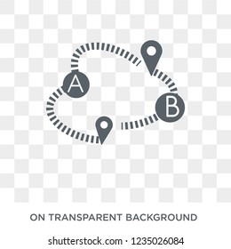 Path A to B icon. Trendy flat vector Path A to B icon on transparent background from Maps and Locations collection. 