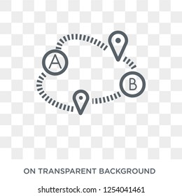 Path A to B icon. Trendy flat vector Path A to B icon on transparent background from Maps and Locations collection. High quality filled Path A to B symbol use for web and mobile