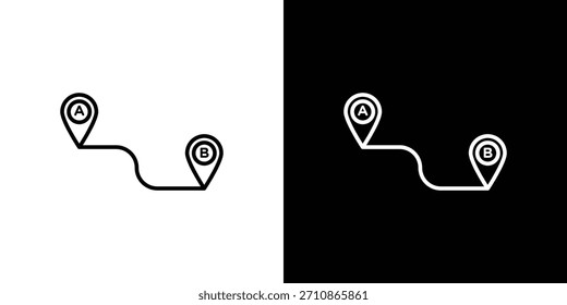 Iconos de trazado A a B. iconos de vector de dibujo de línea