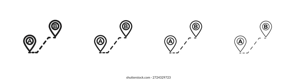 Path A to B icons for mobile concept and web design color editable
