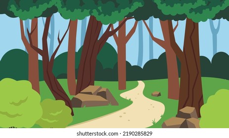 path between bushes and trees