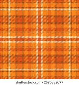 Path check textile plaid, grungy pattern texture fabric. Spanish tartan vector background seamless in orange and bright colors palette.