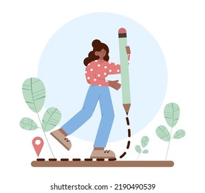 Path concept. Life course or business way, plan or strategy. New opportunities and self development, life changing decision. New road to destination. Flat vector illustration