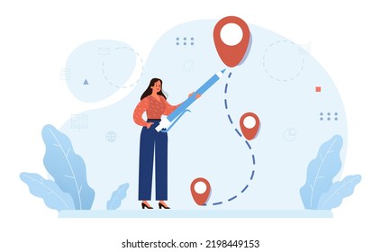 Path concept. Life course or business way, plan or strategy. New opportunities and self development, life changing decision. New road to destination. Flat vector illustration